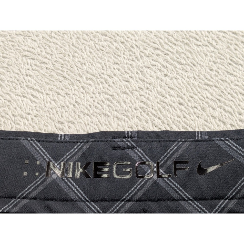 Nike Golf Mens Black Grey Plaid Performance Shorts Size 38 Stretch Checkered - Picture 11 of 13
